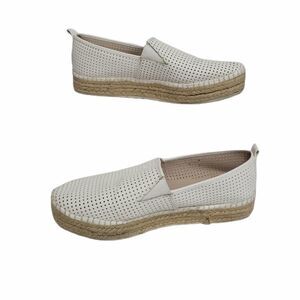 STEVE MADDEN white shoes Choppur‎ perforated espadrille platform 7